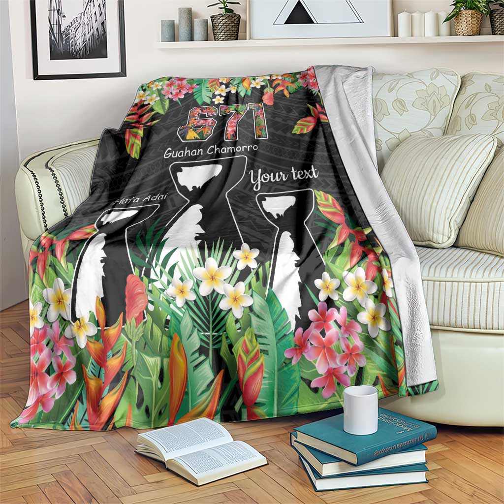 671 Guam Personalised Blanket Latte Stone and Tropical Flowers