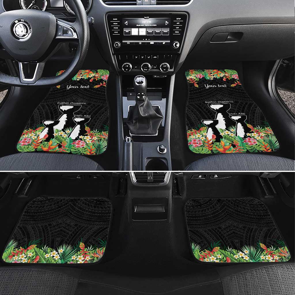 671 Guam Personalised Car Mats Latte Stone and Tropical Flowers