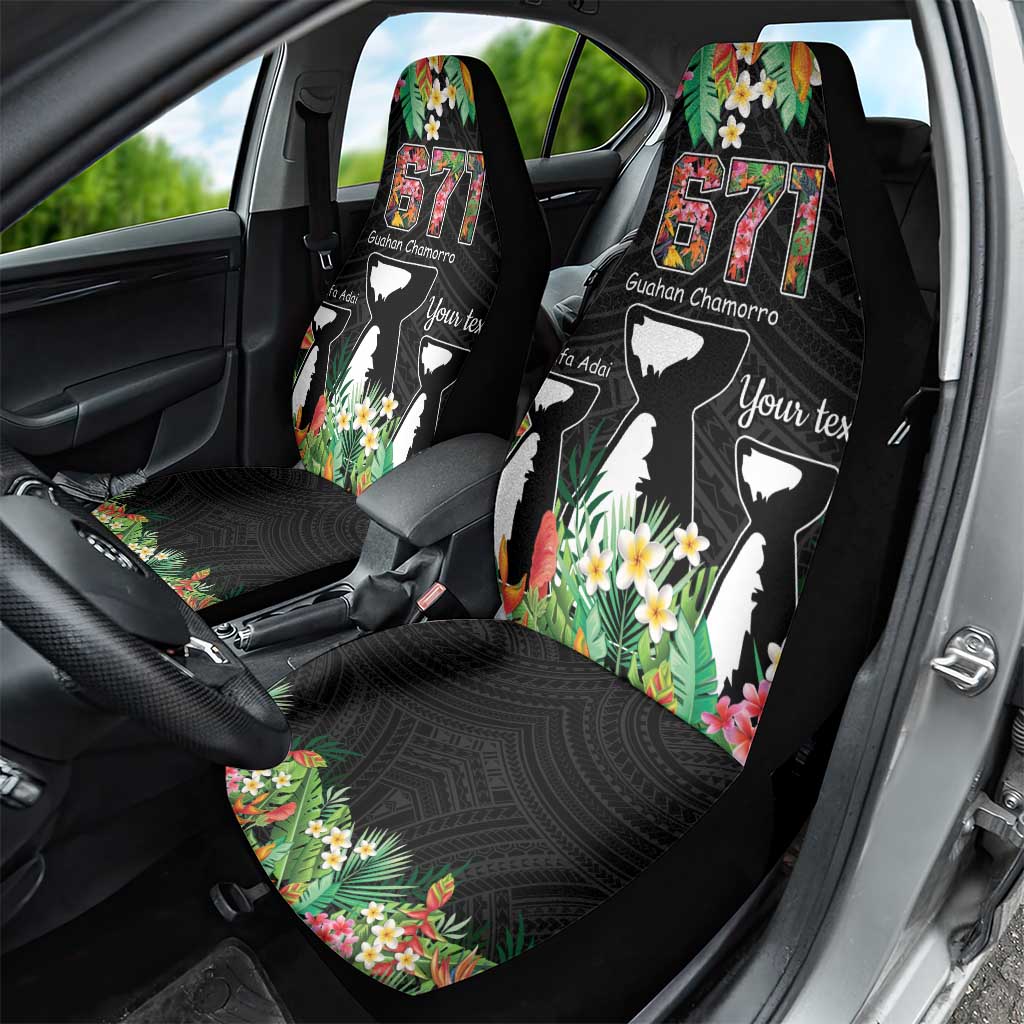 671 Guam Personalised Car Seat Cover Latte Stone and Tropical Flowers