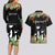 671 Guam Personalised Couples Matching Long Sleeve Bodycon Dress and Hawaiian Shirt Latte Stone and Tropical Flowers