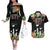 671 Guam Personalised Couples Matching Off The Shoulder Long Sleeve Dress and Hawaiian Shirt Latte Stone and Tropical Flowers