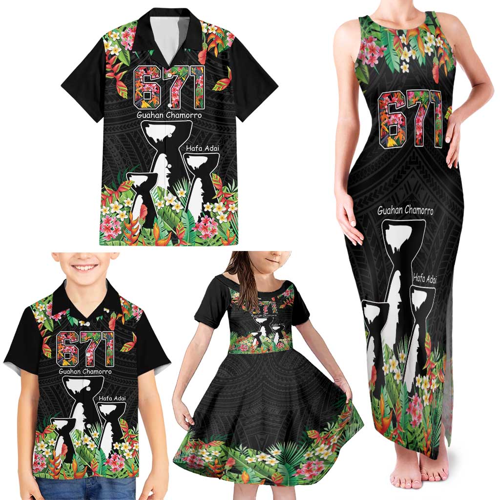 671 Guam Personalised Family Matching Tank Maxi Dress and Hawaiian Shirt Latte Stone and Tropical Flowers