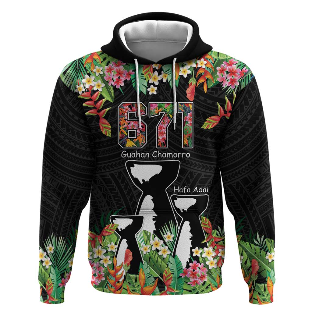 671 Guam Personalised Hoodie Latte Stone and Tropical Flowers