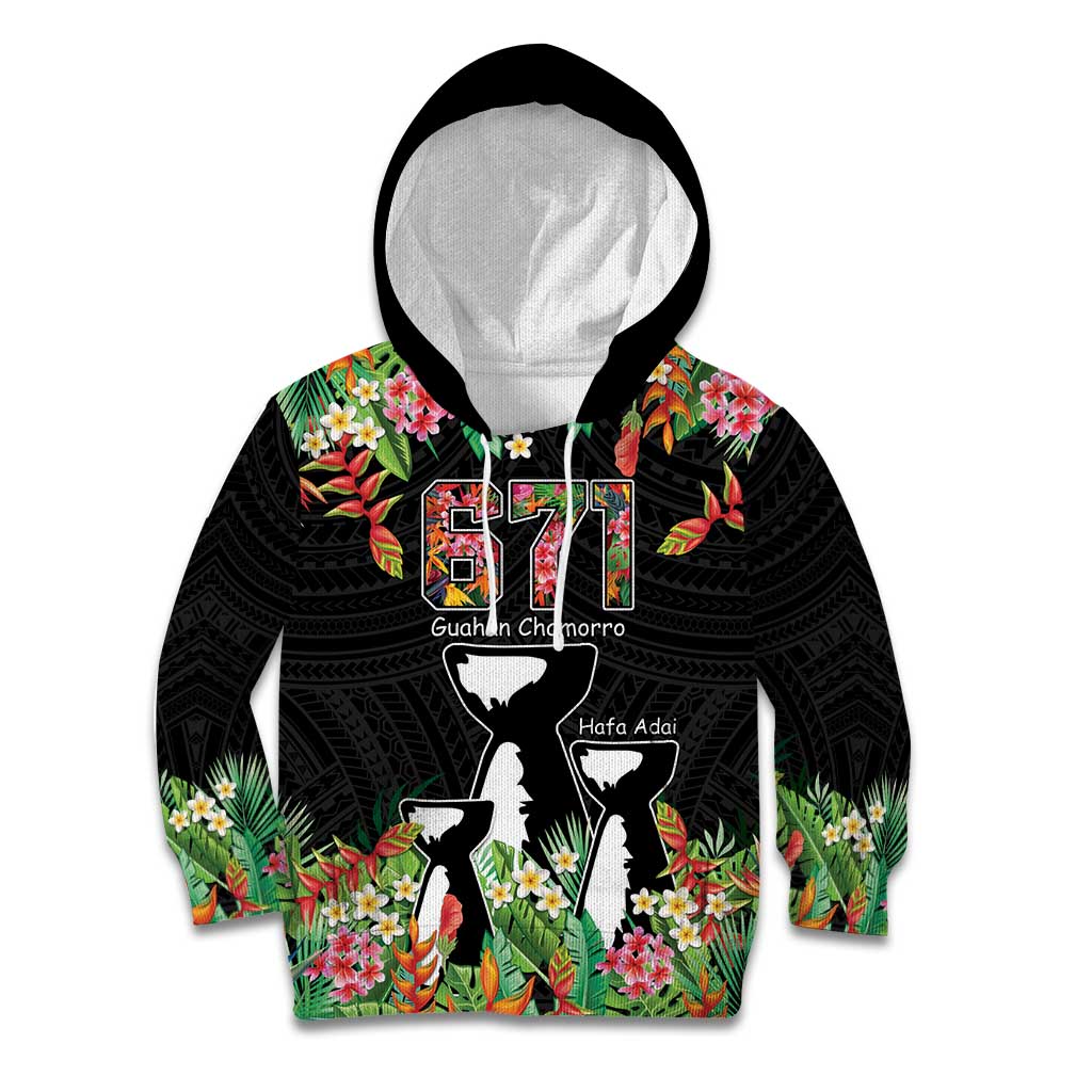 671 Guam Personalised Kid Hoodie Latte Stone and Tropical Flowers