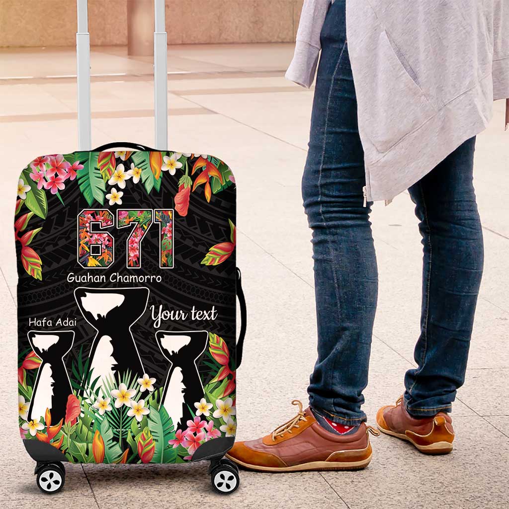 671 Guam Personalised Luggage Cover Latte Stone and Tropical Flowers