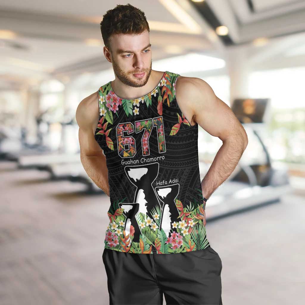 671 Guam Personalised Men Tank Top Latte Stone and Tropical Flowers