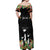 671 Guam Personalised Off Shoulder Maxi Dress Latte Stone and Tropical Flowers