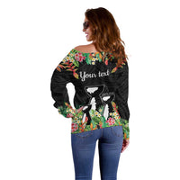 671 Guam Personalised Off Shoulder Sweater Latte Stone and Tropical Flowers