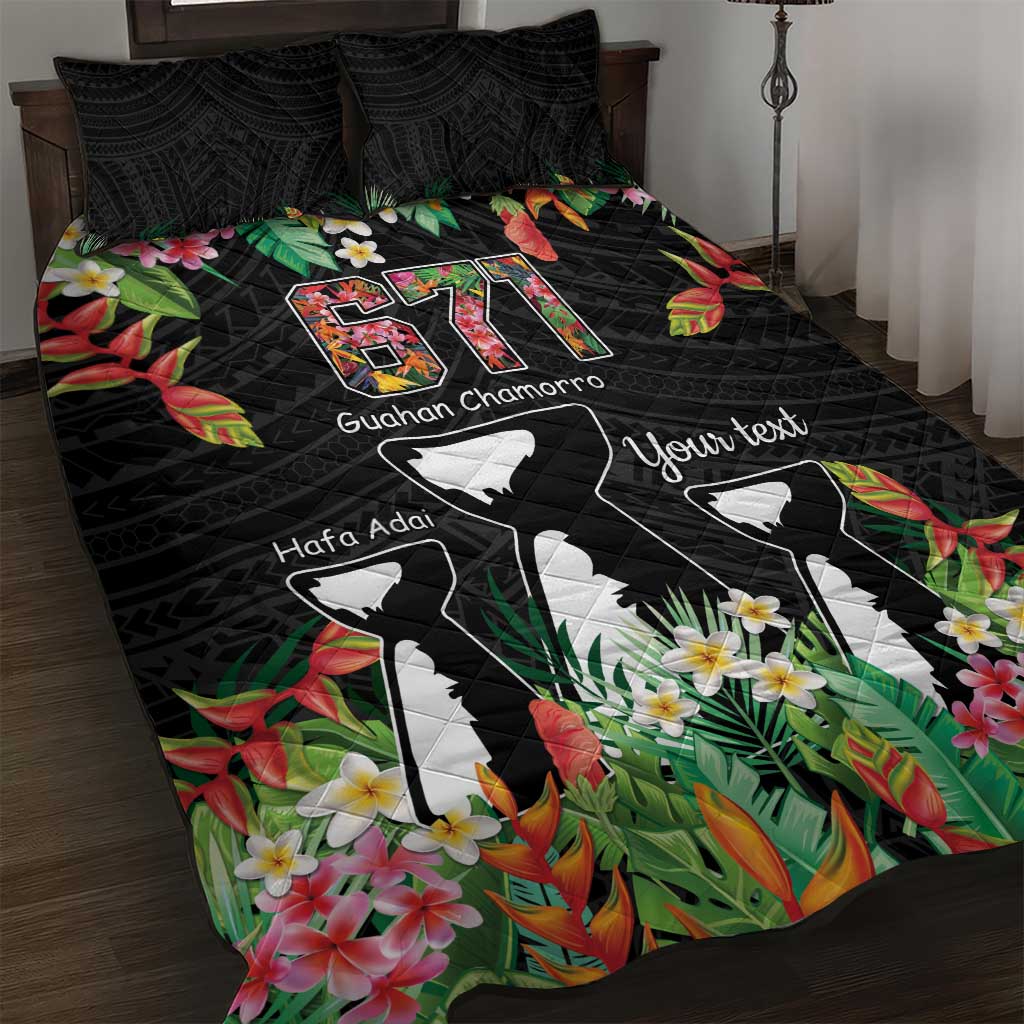 671 Guam Personalised Quilt Bed Set Latte Stone and Tropical Flowers