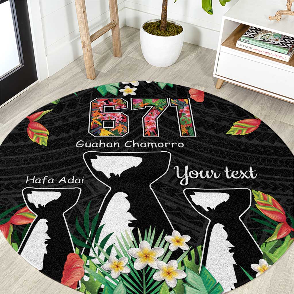671 Guam Personalised Round Carpet Latte Stone and Tropical Flowers