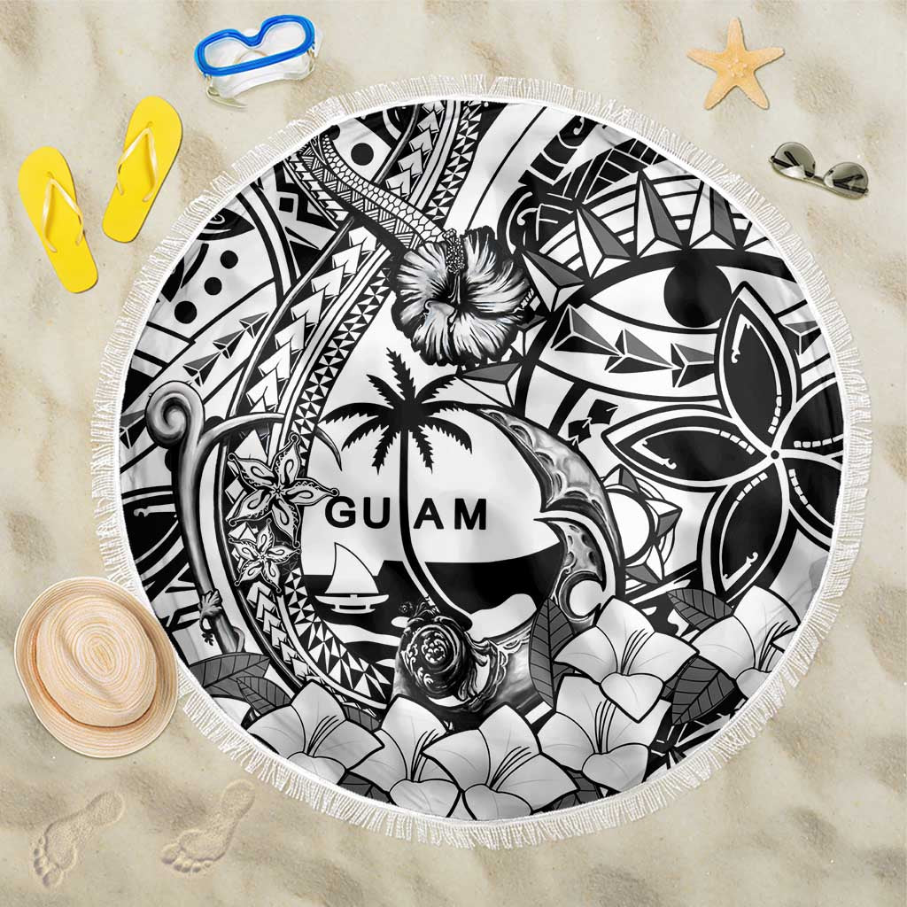 Guam Hafa Adai Guasali Flowers Beach Blanket LT9 One Size 150cm Black - Polynesian Pride