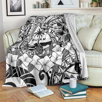 Guam Hafa Adai Guasali Flowers Blanket LT9 Black - Polynesian Pride