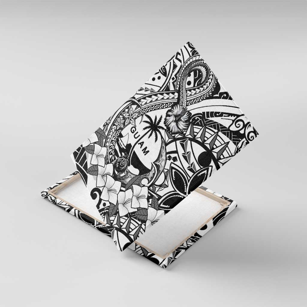 Guam Hafa Adai Guasali Flowers Canvas Wall Art LT9 With Frame Black - Polynesian Pride