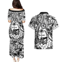Guam Hafa Adai Guasali Flowers Couples Matching Puletasi and Hawaiian Shirt LT9 - Polynesian Pride
