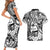 Guam Hafa Adai Guasali Flowers Couples Matching Short Sleeve Bodycon Dress and Hawaiian Shirt