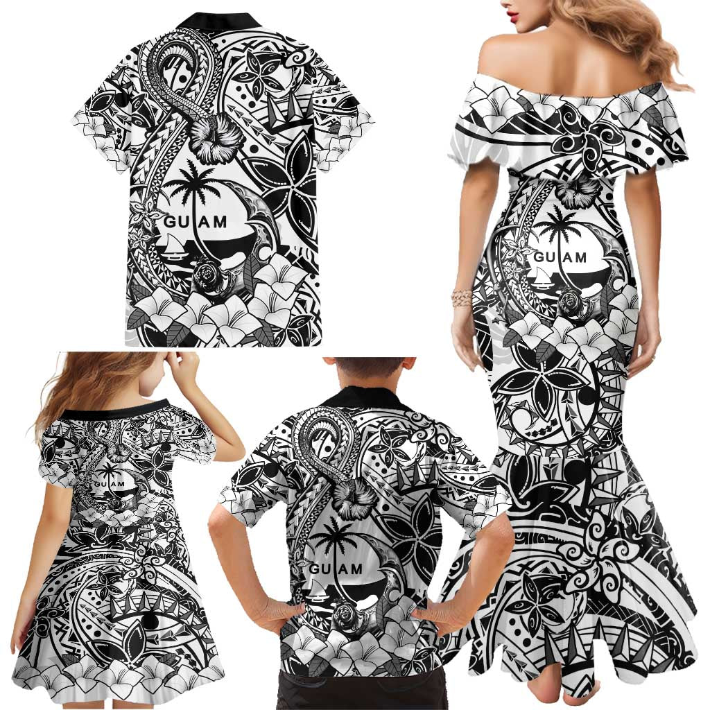 Guam Hafa Adai Guasali Flowers Family Matching Mermaid Dress and Hawaiian Shirt