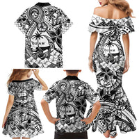 Guam Hafa Adai Guasali Flowers Family Matching Mermaid Dress and Hawaiian Shirt