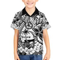 Guam Hafa Adai Guasali Flowers Family Matching Puletasi and Hawaiian Shirt LT9 Son's Shirt Black - Polynesian Pride