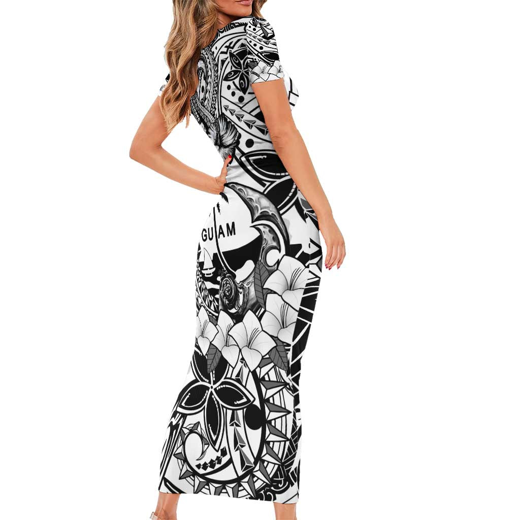 Guam Hafa Adai Guasali Flowers Family Matching Short Sleeve Bodycon Dress and Hawaiian Shirt