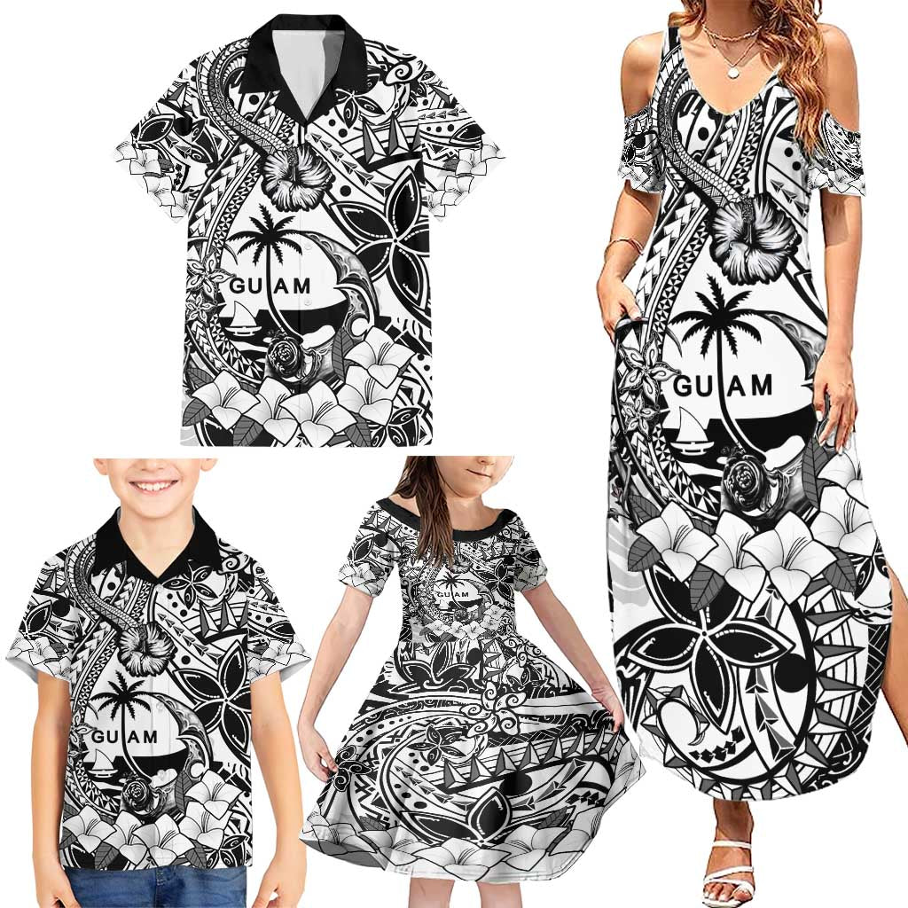 Guam Hafa Adai Guasali Flowers Family Matching Summer Maxi Dress and Hawaiian Shirt