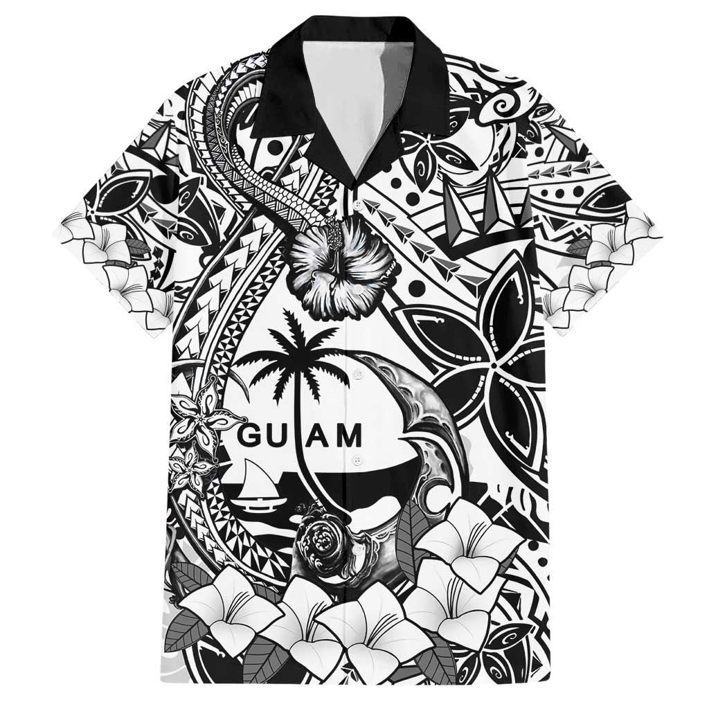 Guam Hafa Adai Guasali Flowers Hawaiian Shirt LT9 Black - Polynesian Pride