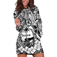Guam Hafa Adai Guasali Flowers Hoodie Dress LT9 Black - Polynesian Pride