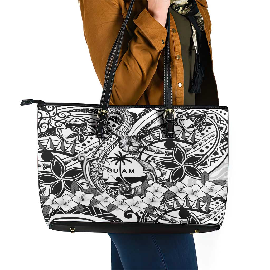 Guam Hafa Adai Guasali Flowers Leather Tote Bag LT9 - Polynesian Pride