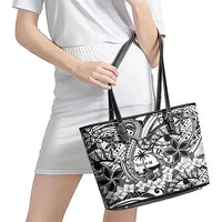Guam Hafa Adai Guasali Flowers Leather Tote Bag LT9 - Polynesian Pride