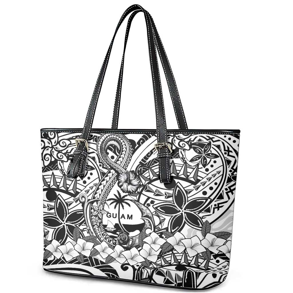 Guam Hafa Adai Guasali Flowers Leather Tote Bag LT9 - Polynesian Pride