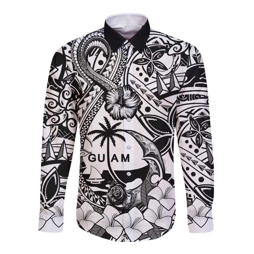 Guam Hafa Adai Guasali Flowers Long Sleeve Button Shirt