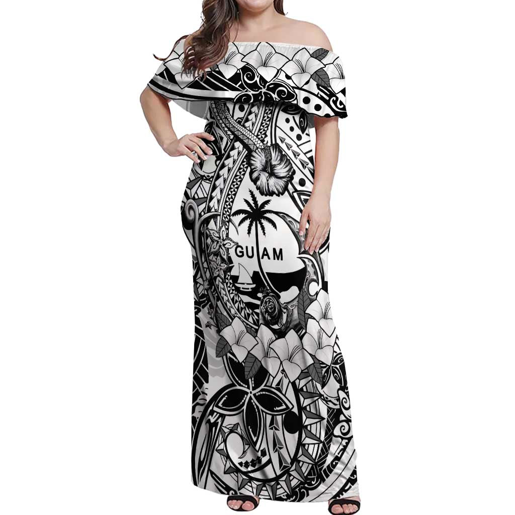 Guam Hafa Adai Guasali Flowers Off Shoulder Maxi Dress