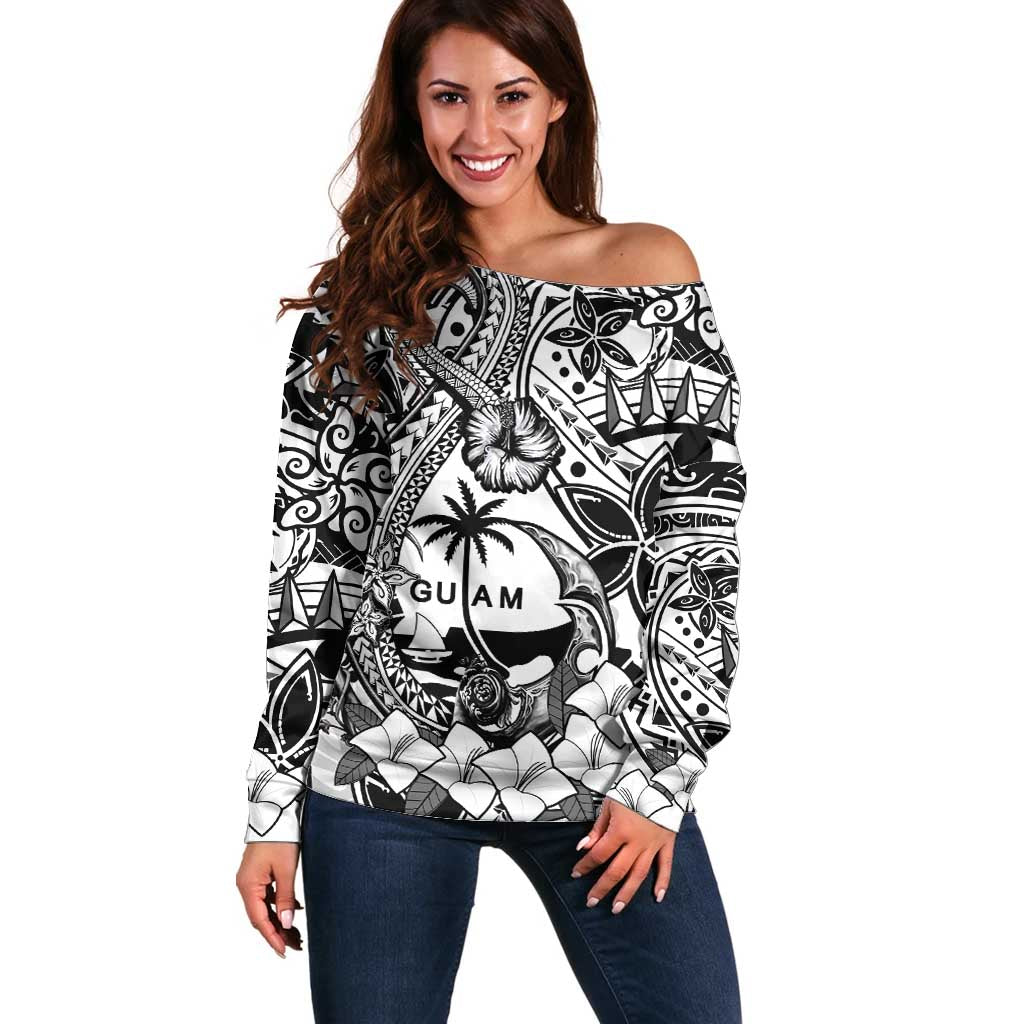 Guam Hafa Adai Guasali Flowers Off Shoulder Sweater