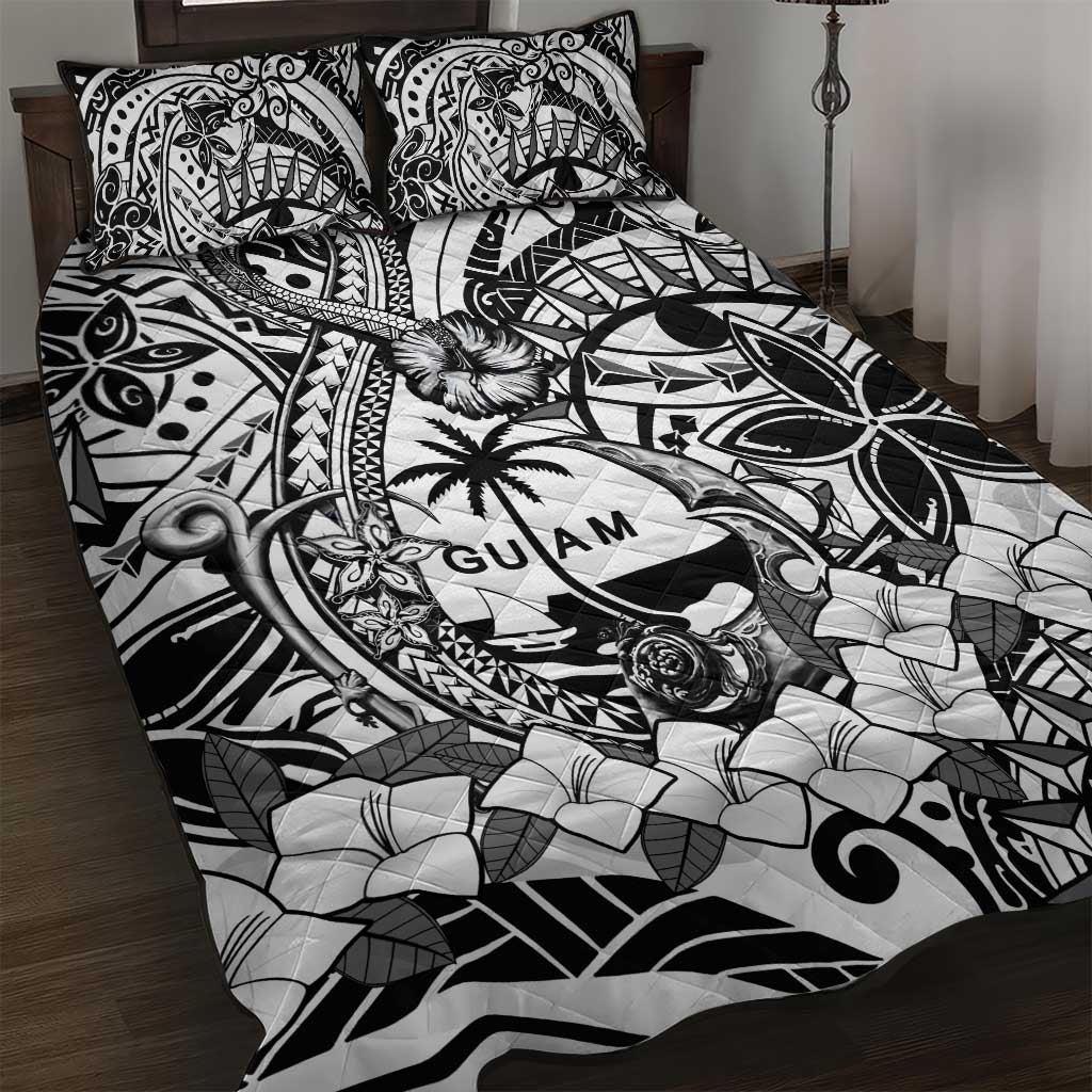 Guam Hafa Adai Guasali Flowers Quilt Bed Set LT9 Black - Polynesian Pride