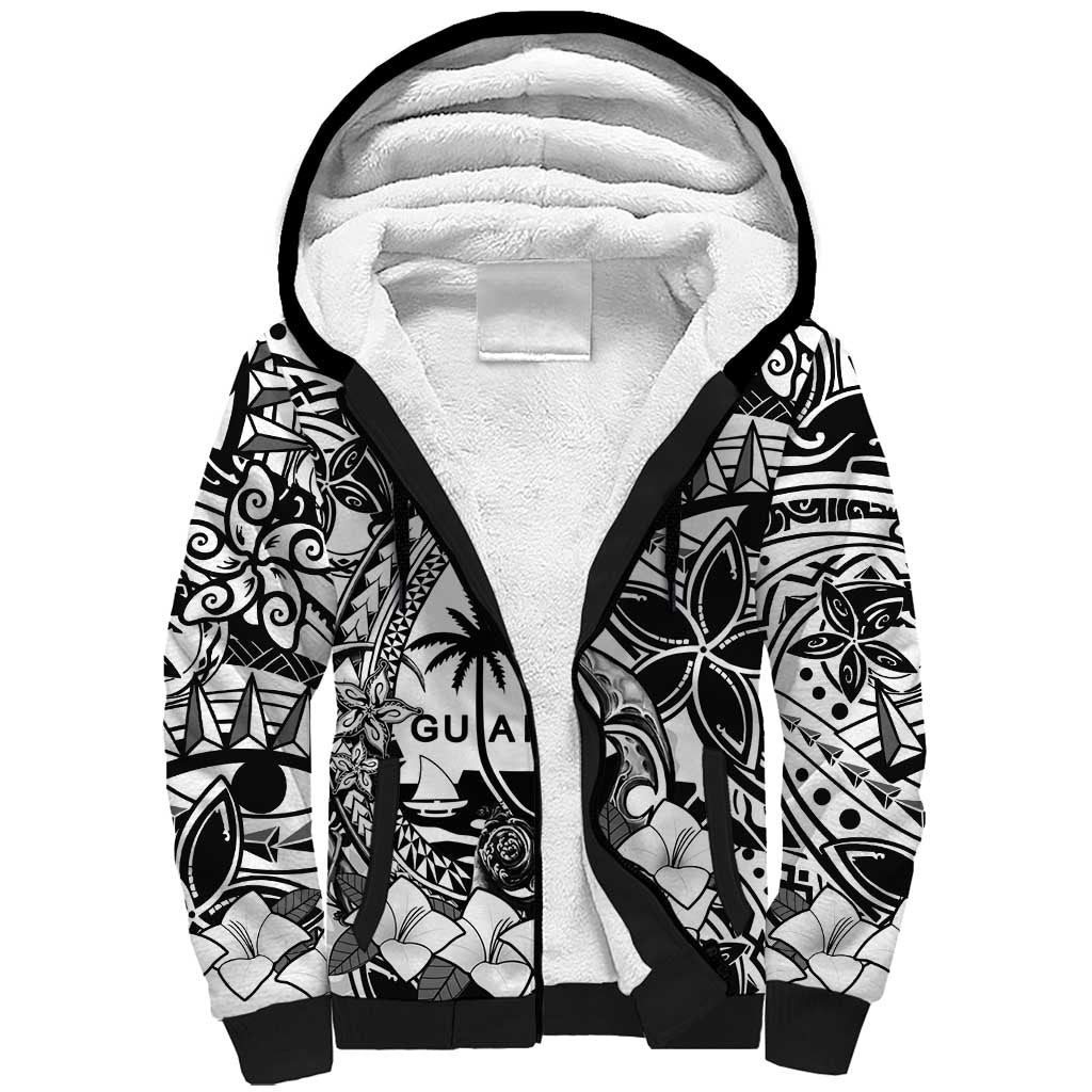 Guam Hafa Adai Guasali Flowers Sherpa Hoodie LT9 Unisex Black - Polynesian Pride