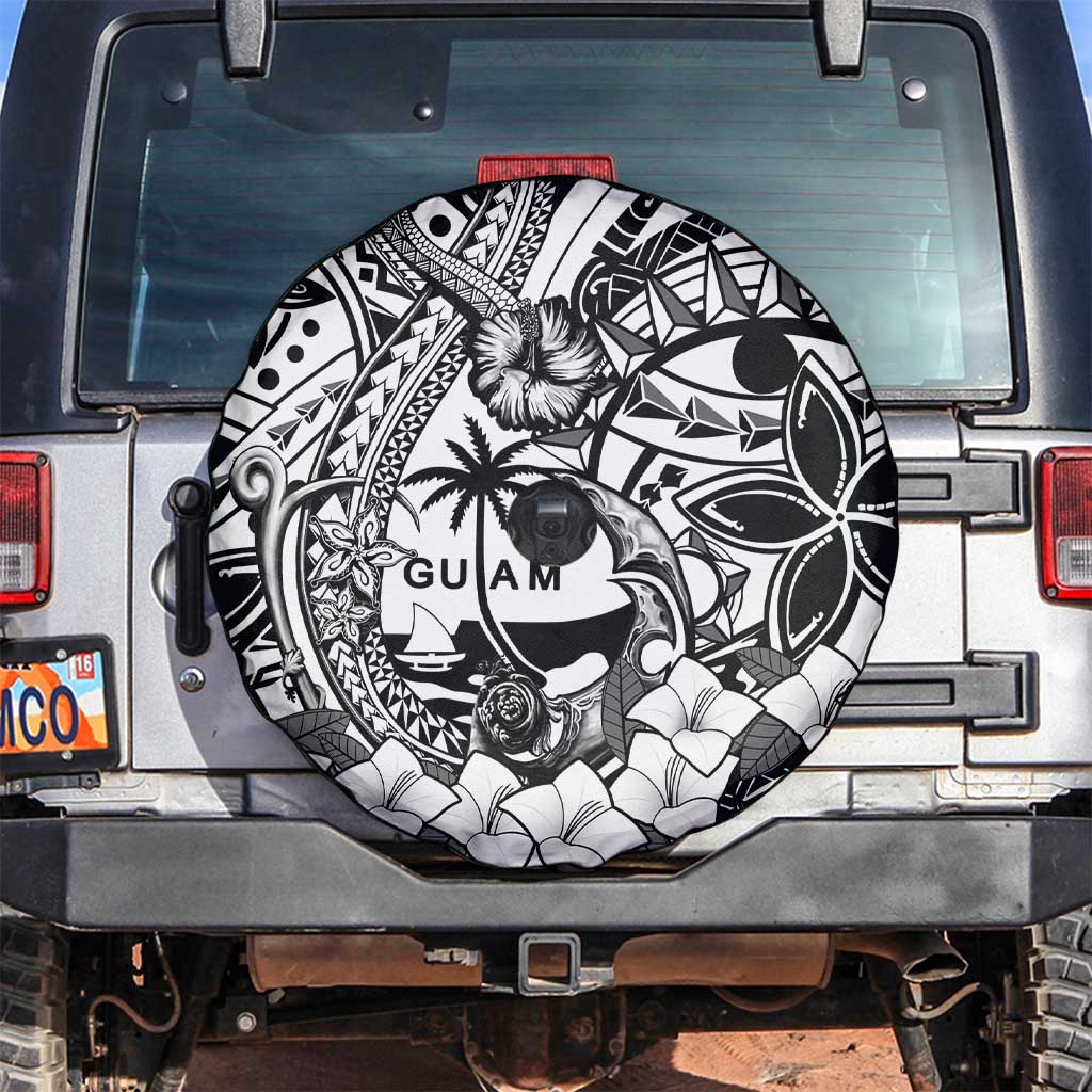 Guam Hafa Adai Guasali Flowers Spare Tire Cover LT9 Black - Polynesian Pride