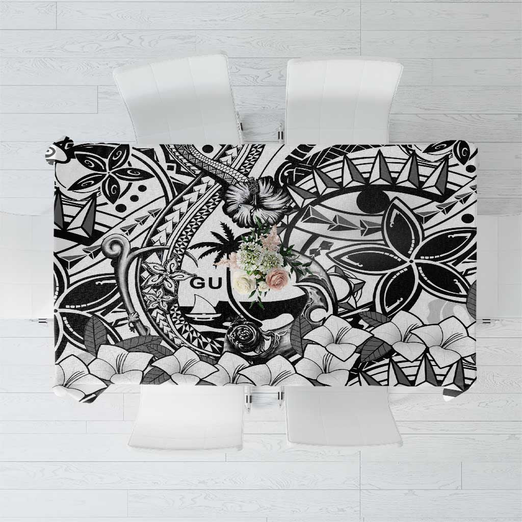 Guam Hafa Adai Guasali Flowers Tablecloth LT9 Black - Polynesian Pride