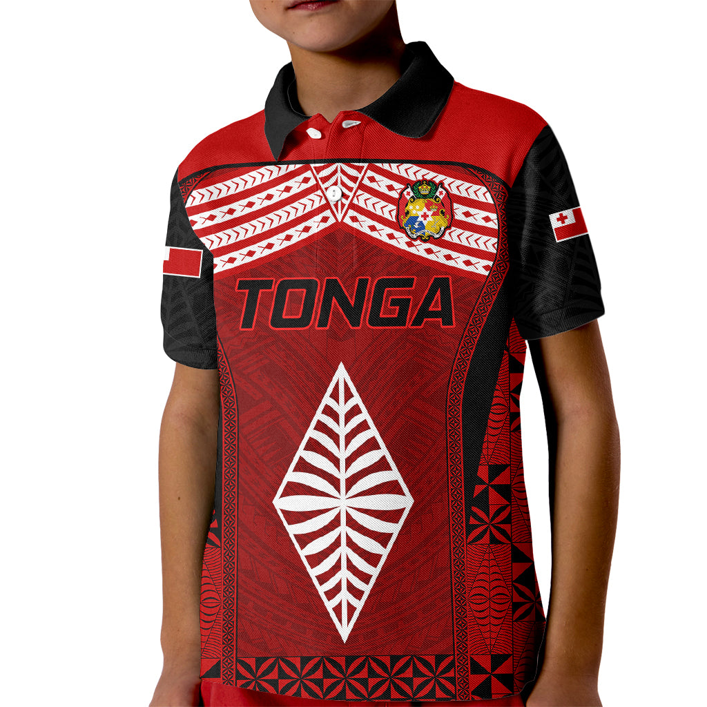 Tonga Rugby Kid Polo Shirt Go Champions World Cup 2023 Ngatu Unique LT9 Kid Red - Polynesian Pride