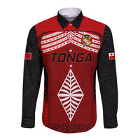 Tonga Rugby Long Sleeve Button Shirt Go Champions World Cup 2023 Ngatu Unique LT9 Unisex Red - Polynesian Pride