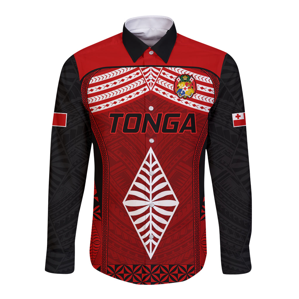 Custom Tonga Rugby Long Sleeve Button Shirt Go Champions World Cup 2023 Ngatu Unique LT9 Unisex Red - Polynesian Pride