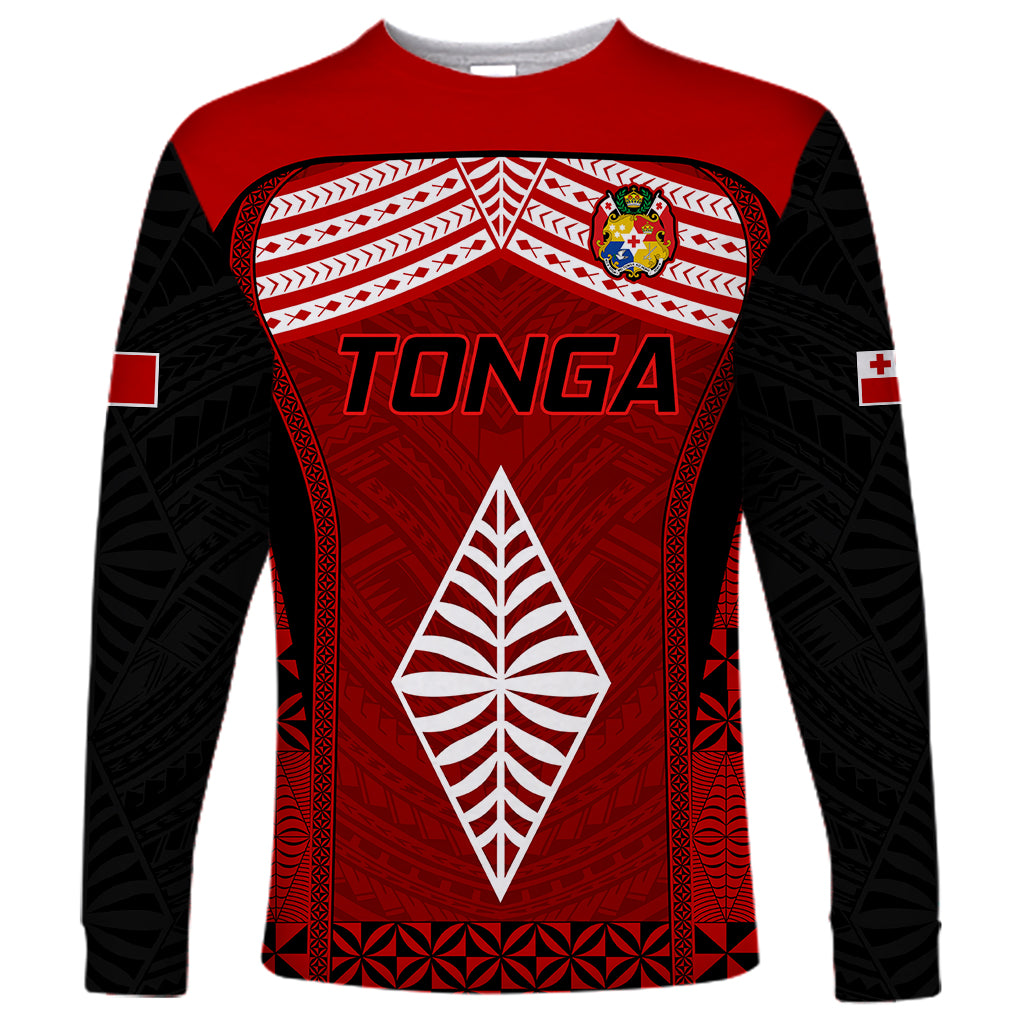 Custom Tonga Rugby Long Sleeve Shirt Go Champions World Cup 2023 Ngatu Unique LT9 Unisex Red - Polynesian Pride