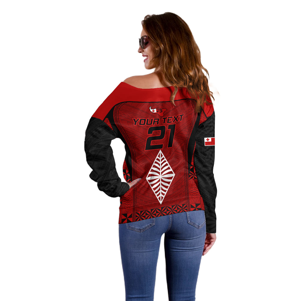 Custom Tonga Rugby Off Shoulder Sweater Go Champions World Cup 2023 Ngatu Unique LT9 - Polynesian Pride