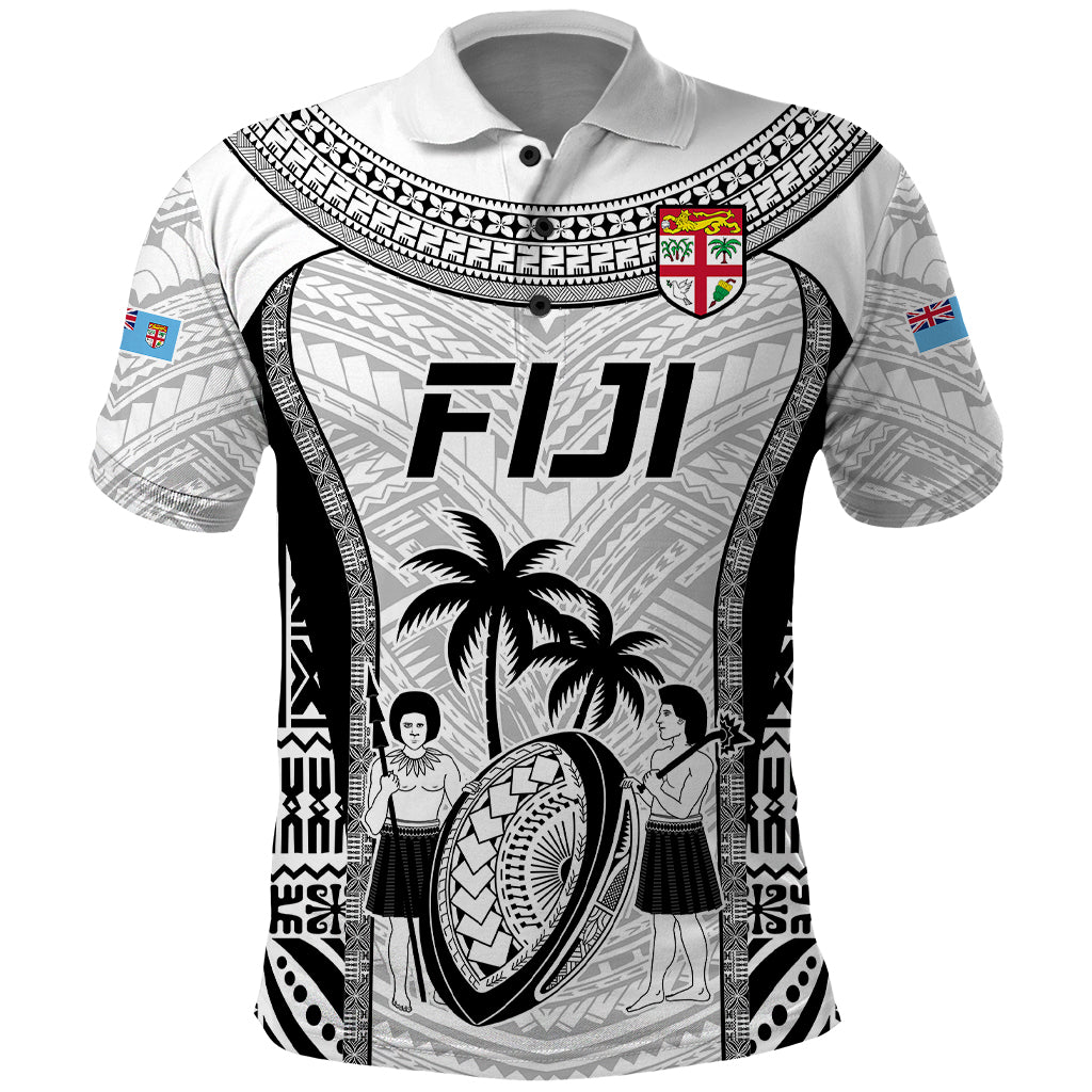 Fiji Rugby Polo Shirt Go Champions World Cup 2023 Tapa Unique White Vibe LT9 White - Polynesian Pride