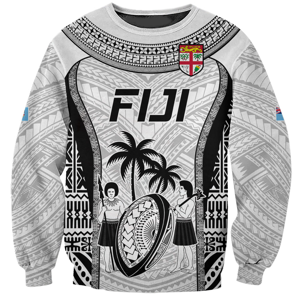 Fiji Rugby Sweatshirt Go Champions World Cup 2023 Tapa Unique White Vibe LT9 Unisex White - Polynesian Pride