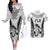 Custom Fiji Rugby Couples Matching Off The Shoulder Long Sleeve Dress and Hawaiian Shirt Go Champions World Cup 2023 Tapa Unique White Vibe LT9 White - Polynesian Pride