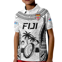 Custom Fiji Rugby Kid Polo Shirt Go Champions World Cup 2023 Tapa Unique White Vibe LT9 Kid White - Polynesian Pride
