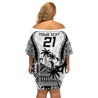Custom Fiji Rugby Off Shoulder Short Dress Go Champions World Cup 2023 Tapa Unique White Vibe LT9 - Polynesian Pride