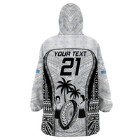 Custom Fiji Rugby Wearable Blanket Hoodie Go Champions World Cup 2023 Tapa Unique White Vibe LT9 - Polynesian Pride