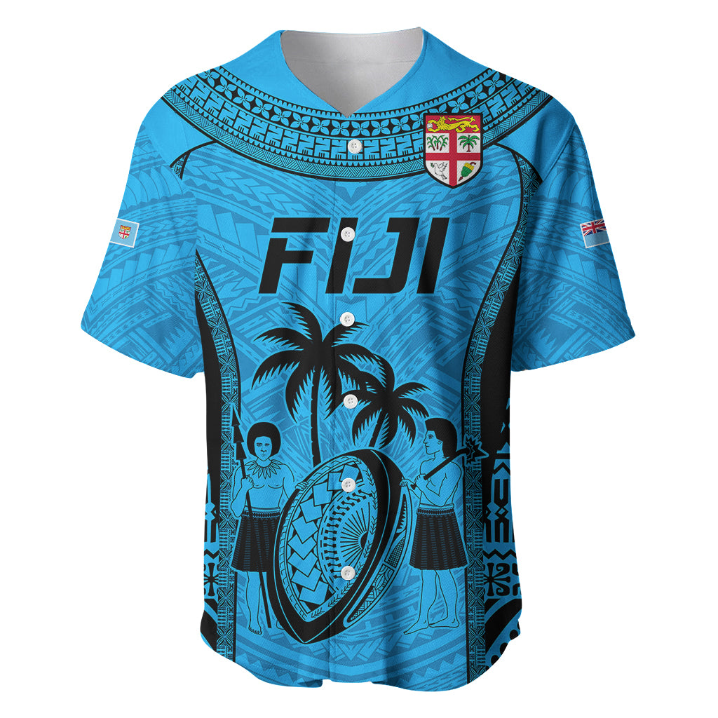 Fiji Rugby Baseball Jersey Go Champions World Cup 2023 Tapa Unique Blue Vibe LT9 Blue - Polynesian Pride