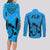 Fiji Rugby Couples Matching Long Sleeve Bodycon Dress and Long Sleeve Button Shirts Go Champions World Cup 2023 Tapa Unique Blue Vibe LT9 - Polynesian Pride