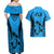 Fiji Rugby Couples Matching Off Shoulder Maxi Dress and Hawaiian Shirt Go Champions World Cup 2023 Tapa Unique Blue Vibe LT9 - Polynesian Pride